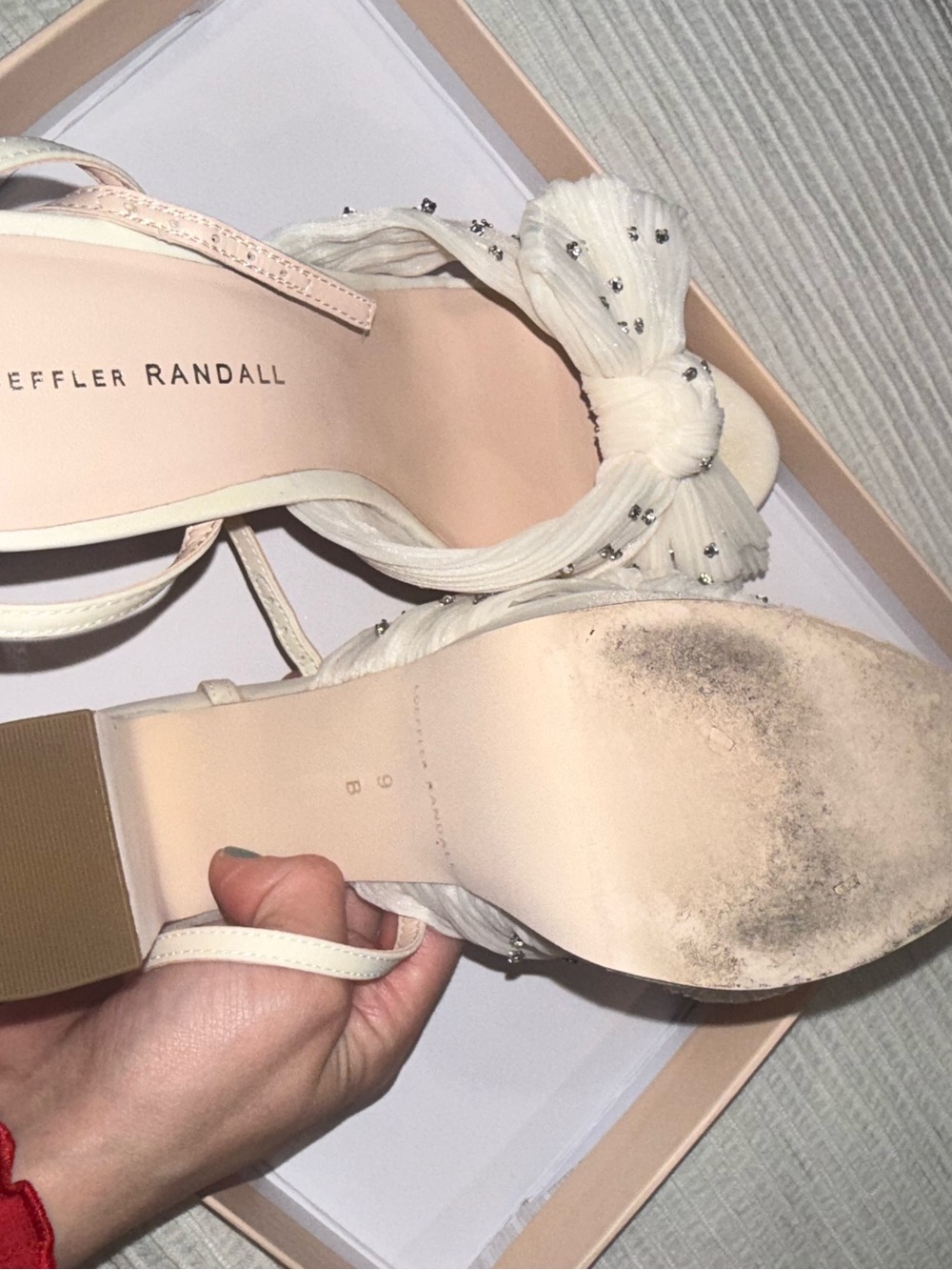 Loeffler Randall Natalia White Rhinestone Heel Size 9 - Picture 9 of 14